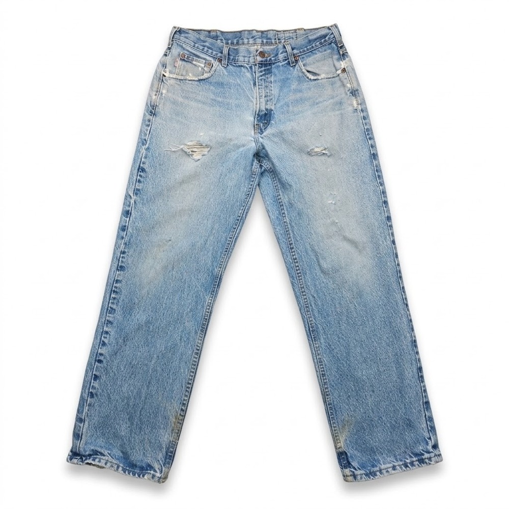 Carhartt B170 DST Vintage Distressed Relaxed Fit Jeans Light Wash USA Mens 36x30